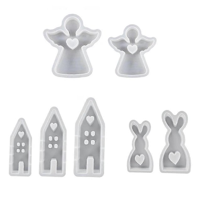 7PCS DIY Home House Rabbit Angle Candle Silicone Mold Love House Shape Cake Chocolate Silicone Aromatherapy Home Decor