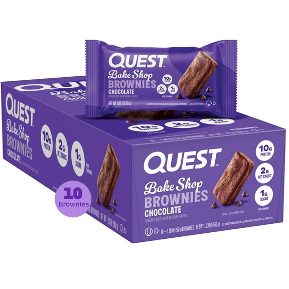 Quest Bake Shop, Chocolate Brownies, 10g Protein, Ready to Eat, 10 Count