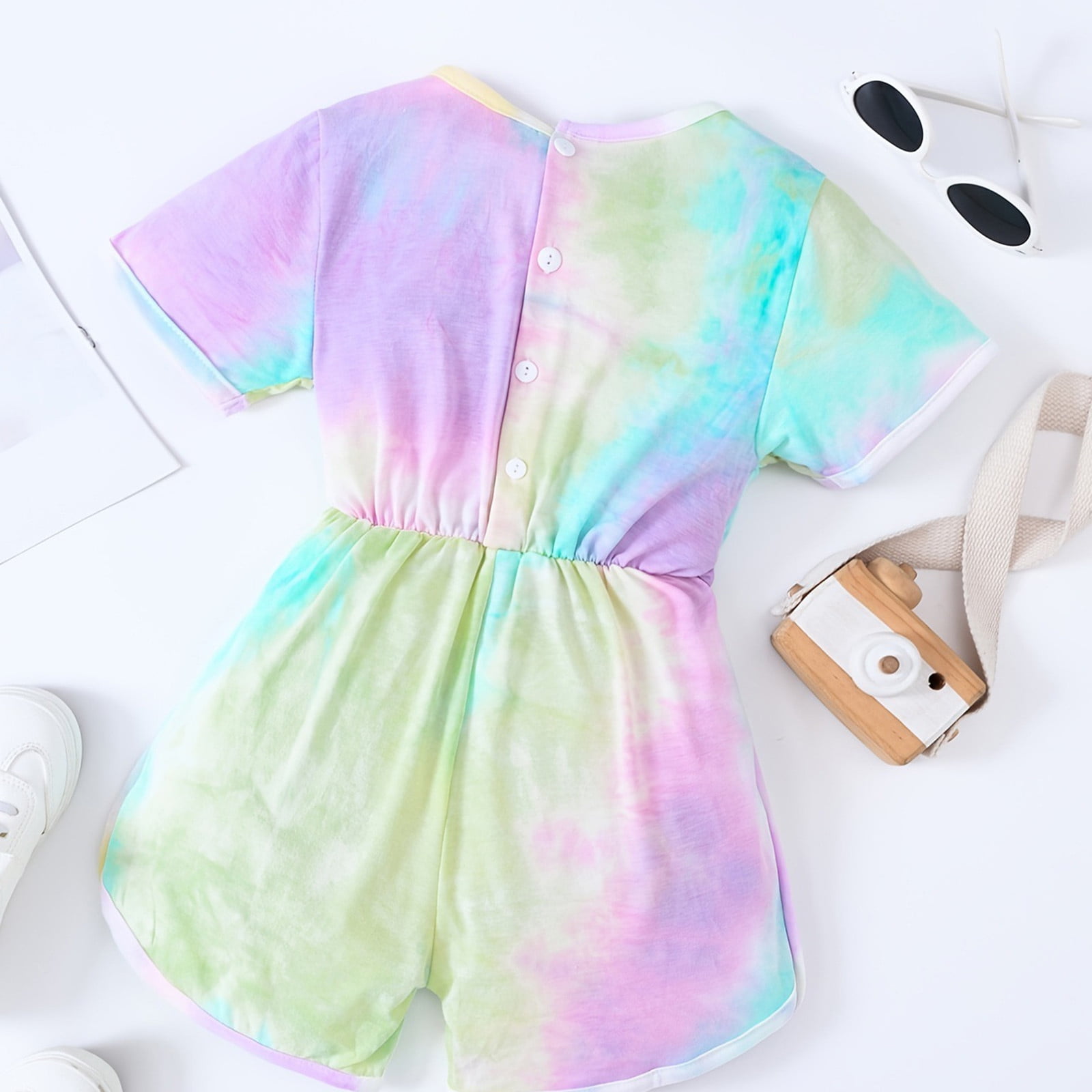 Vedolay Rompers For Girl Big Girls Summer Sleeveless Romper Ruffle Trim