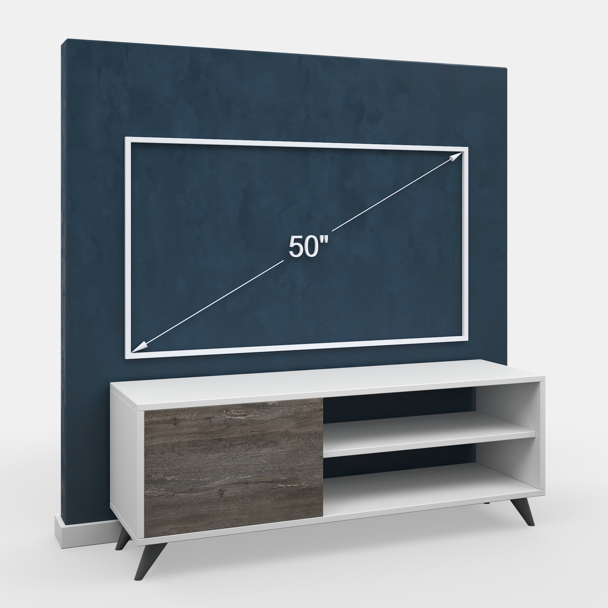 Ada Home Décor 2 Tier Venga TV Stand with Doors for TVs up to 53", White Oak