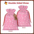 thumbnail image 2 of Pofeuu Snowflake pink backgrounds Print Burlap Bags with Drawstrings Drawstring Gift Bags Pouch Bag for Thankgiving Birthday Party Gift Wrapping Treats and Party Favors-Small, 2 of 9