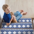 thumbnail image 3 of SussexHome Diamond Design 9" X 28" Stair Treads - 70 % Cotton Anti-Slip Carpet Strips for Indoor Stairs-Easy to Install Stair Treads with Double Adhesive Tape-Safe, Extra-Grip, 4-Pack-Navy, 3 of 9