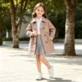 thumbnail image 2 of Tfken Girls Coat Fall Winter Lightweight Button Coats With Pockets Casual Loose Warm Child Comfy Clothes Outwear Size 4-6 Years Beige, 2 of 4