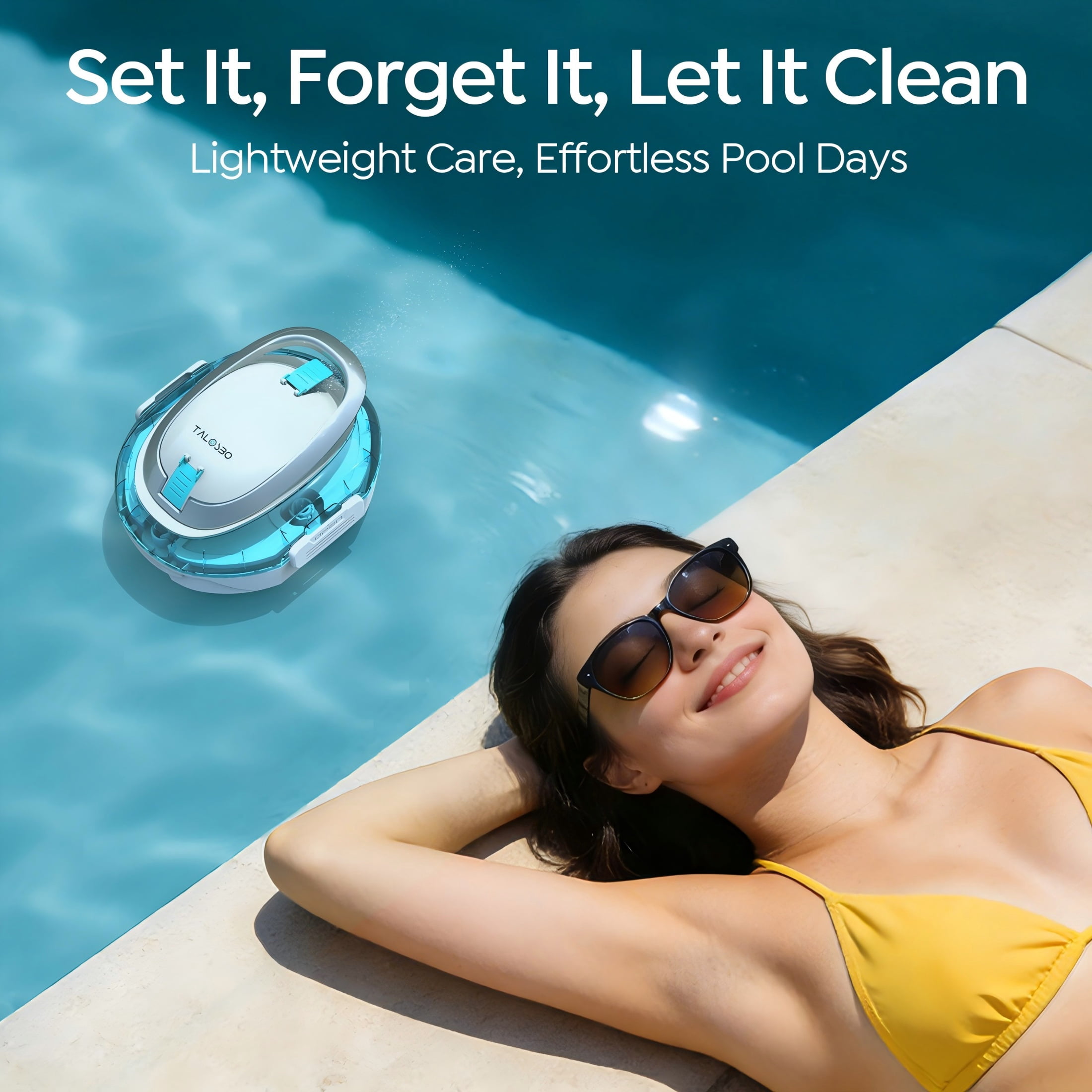 Talosbo S2 Automatic Cordless Robotic Pool Vacuum Cleaner with Dual Filters for Above-Ground & Flat Inground Pools, 90 Min Runtime