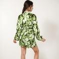 thumbnail image 6 of Women's Printed Satin Robe with Tie Waist and Flowing Sleeves - Small, Green, 6 of 7
