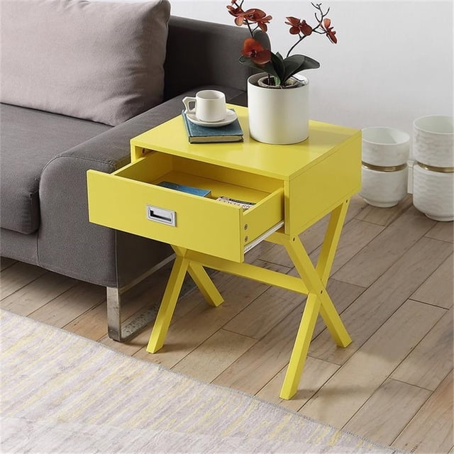 Convenience Concepts Designs2Go Table d'Appoint Landon à un Tiroir en Bois Jaune