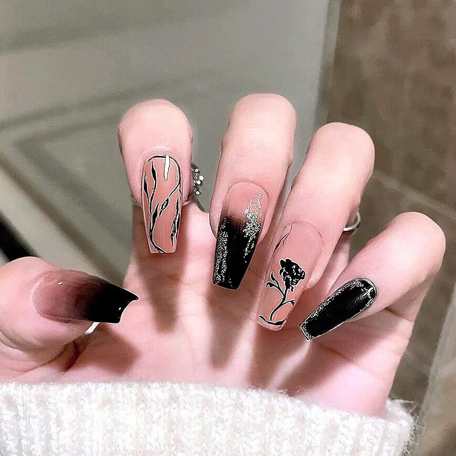 41 Pretty Nail Art Design Ideas To Jazz Up The Season : Sophisticated black  nails