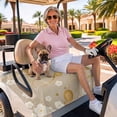 thumbnail image 3 of Golf Cart Seat Covers for 2 Seater,Yellow Flower Microfiber Cart Seat Towel Blanket,Japanese Style Floral Leaf on Linen Absorbent Breathable Non Slip Bench Seats Protector for Golf Course 51"x31", 3 of 9