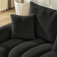 thumbnail image 4 of FFZ 80.7 inch Teddy Fabric Sofa with 3 Back Pillows and Cushions, Solid Wood Frame, Black, 4 of 13
