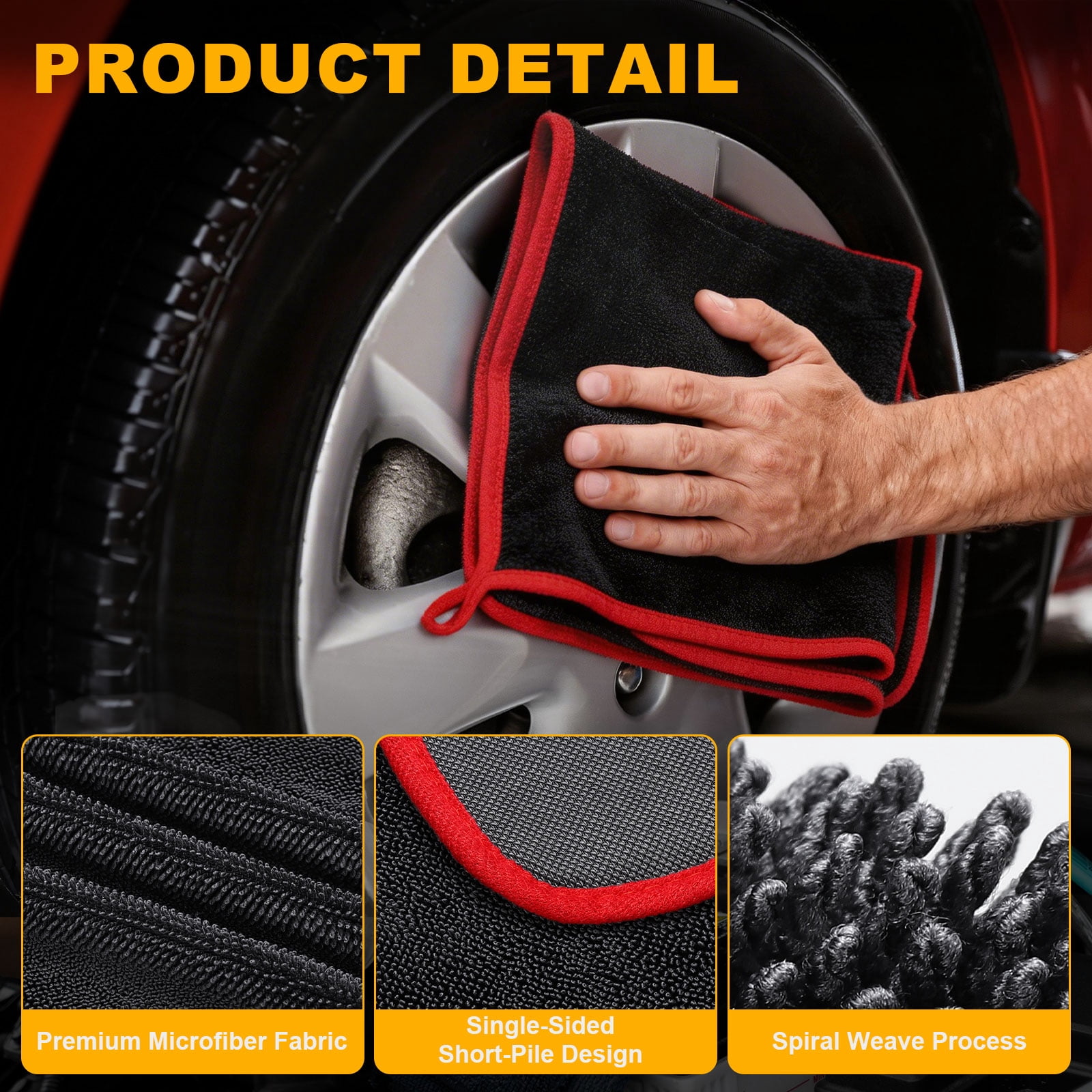 Uxcell Car Microfiber Towels 23.62 x 62.99 Inch Ultra Absorbent Microfiber Towel Care Polishing Detailing Waxing Cloths Single Layer for Car Kitchen Window, Grey/Red(600GSM)