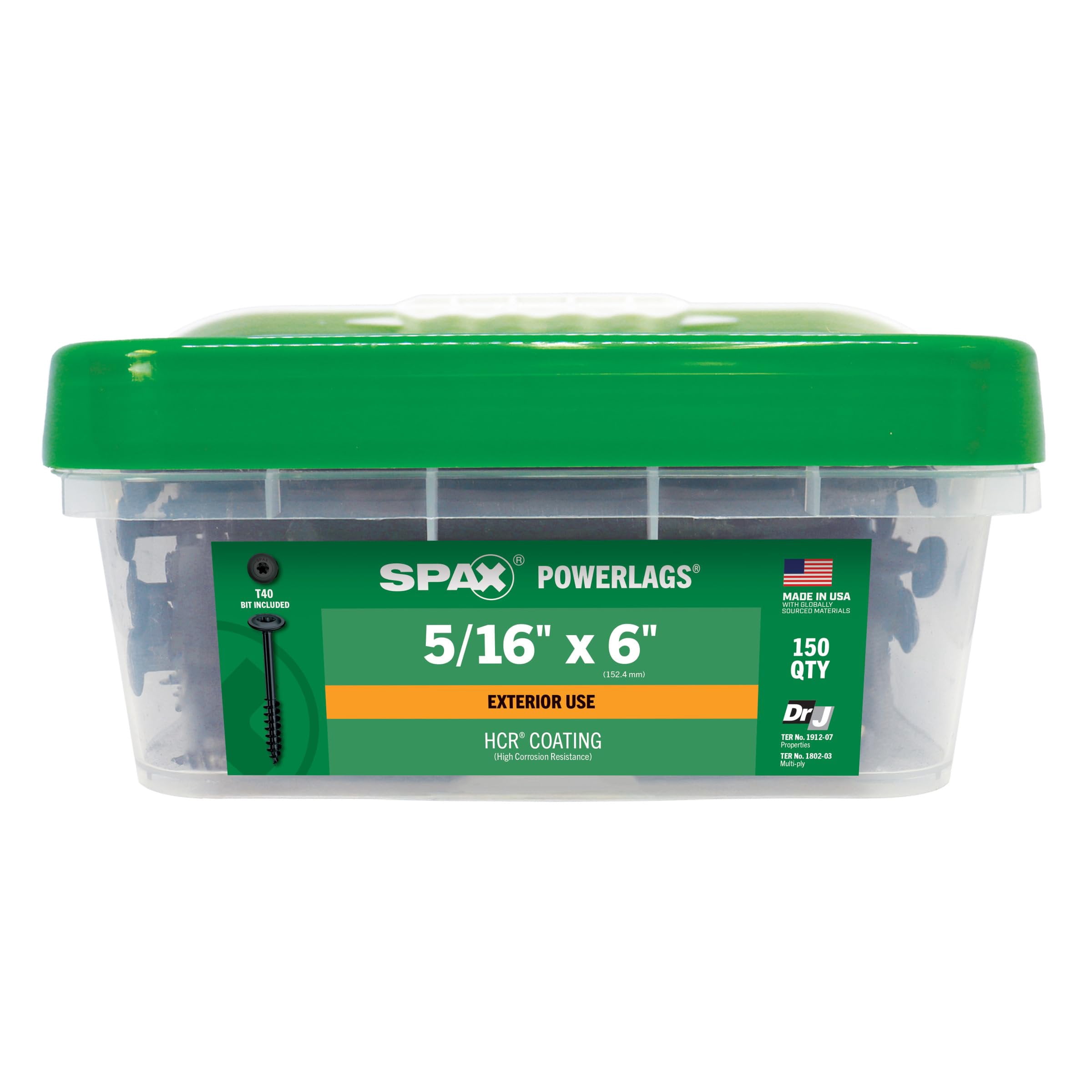 SPAX 5/16" x 6" Powerlags Exterior Washer Head Structural Wood Lag Screws 150 pcs T40 T-Star Heavy Duty — Construction & DIY Use, Standard Hardware Spec