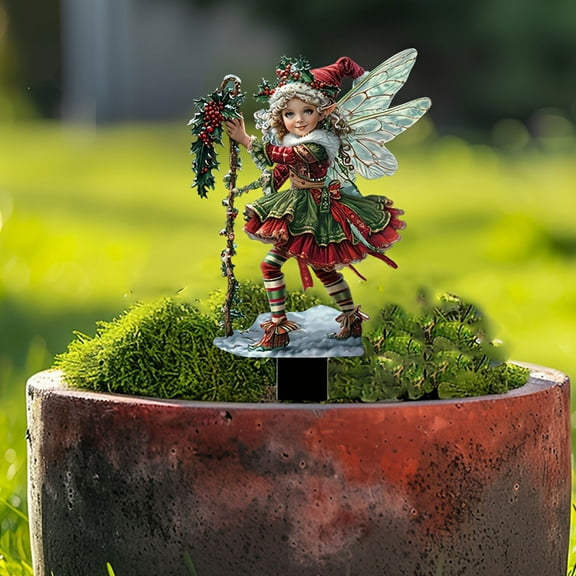 Wadada Bohemian Fairy Flower Pot Decoration, Flower Fairy Planter Pots Decor, Fairy Garden Accessories, Bohemian Fairy Flower Pot Decor for Home or Garden (Christmas Elf)