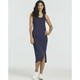 thumbnail image 2 of Real Essentials 3 Pack: Women's Ribbed Knit Sleeveless Crew Neck Tank Casual Midi Shift Dress with Slit, 2 of 6