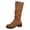 Brown, variant on Womens Knee High Boots Suede Slouchy Shaft Lug Sole Chunky Heel Round Toe Pull on Platform Fall Winter Footwear Wine Size 8.5
