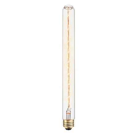 Globe Electric 60W Vintage Edison Dimmable Tube Light Bulb, Clear Glass, Oversized Incandescent