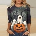 thumbnail image 2 of Edvintorg Womens Blouses Casual Halloween Printed Crew Neck 3/4 Sleeve Pullover Top Plus Size Fashion Clothing S-5XL Multicolor, 2 of 4