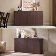 thumbnail image 6 of Hvoonc 65.5"W Fluted Sideboard Buffet Cabinet with Storage, Faux Marble Top, 4 Push-to-Open Doors, Modern Credenza Cabinet for Dining Room, Kitchen, Living Room, Walnut Brown, 6 of 7