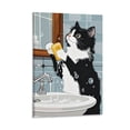 thumbnail image 6 of YarnArtistry Funny Bathroom Canvas Wall Art Black Cat Bathroom Poster Prints Whimsical Animal Painting Cute Cat Washroom Artwork Picture Wall Decor for Living Room Restroom, 6 of 6