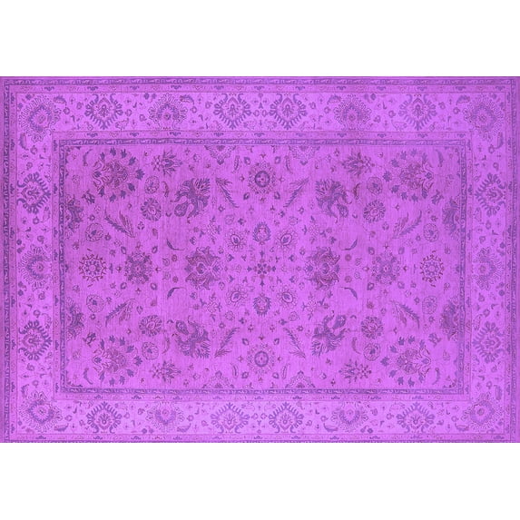 Ahgly Company Machine Washable Indoor Rectangle Oriental Purple Traditional Area Rugs, 2' x 4'