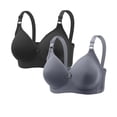 thumbnail image 2 of YOIAVAIOY 2 PC Wireless Push Up Bras for Women Front Closure Full Coverage Bra with No Underwire Extra Foam Padding for Added Shape Dark Gray L, 2 of 5