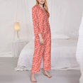 thumbnail image 3 of Balery Red Pretty Flowers Conjunto de Pijama con Estampado para Mujer, Conjunto de Dos Piezas con Manga Larga, Ropa de Dormir Suave con Bolsillos, Pijamas Cómodos-Small, 3 of 7