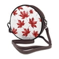 thumbnail image 2 of Leather Shoulder Round Bag 7.1×2.36in Fashion Casual Crossbody Bag Shoulder Bag For Work Travel Business Shopping Date Maple Leaves, 2 of 5
