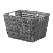 Whitmor Plastic Rattique Small Storage Basket Tote - Grey - 9.875" x 12.625" x 7.9"