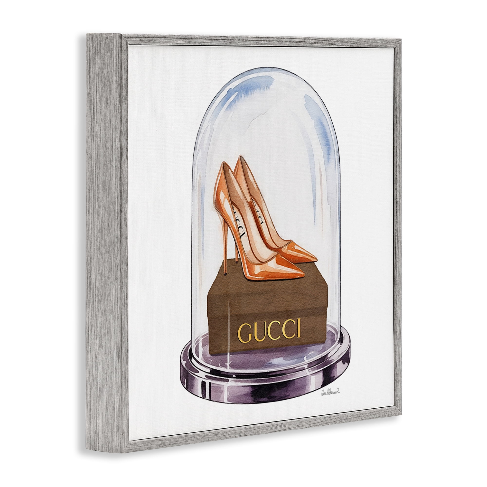 Stupell Industries Satin Heels in Bell Jar Gray Framed Giclee Art, design by Amanda Greenwood