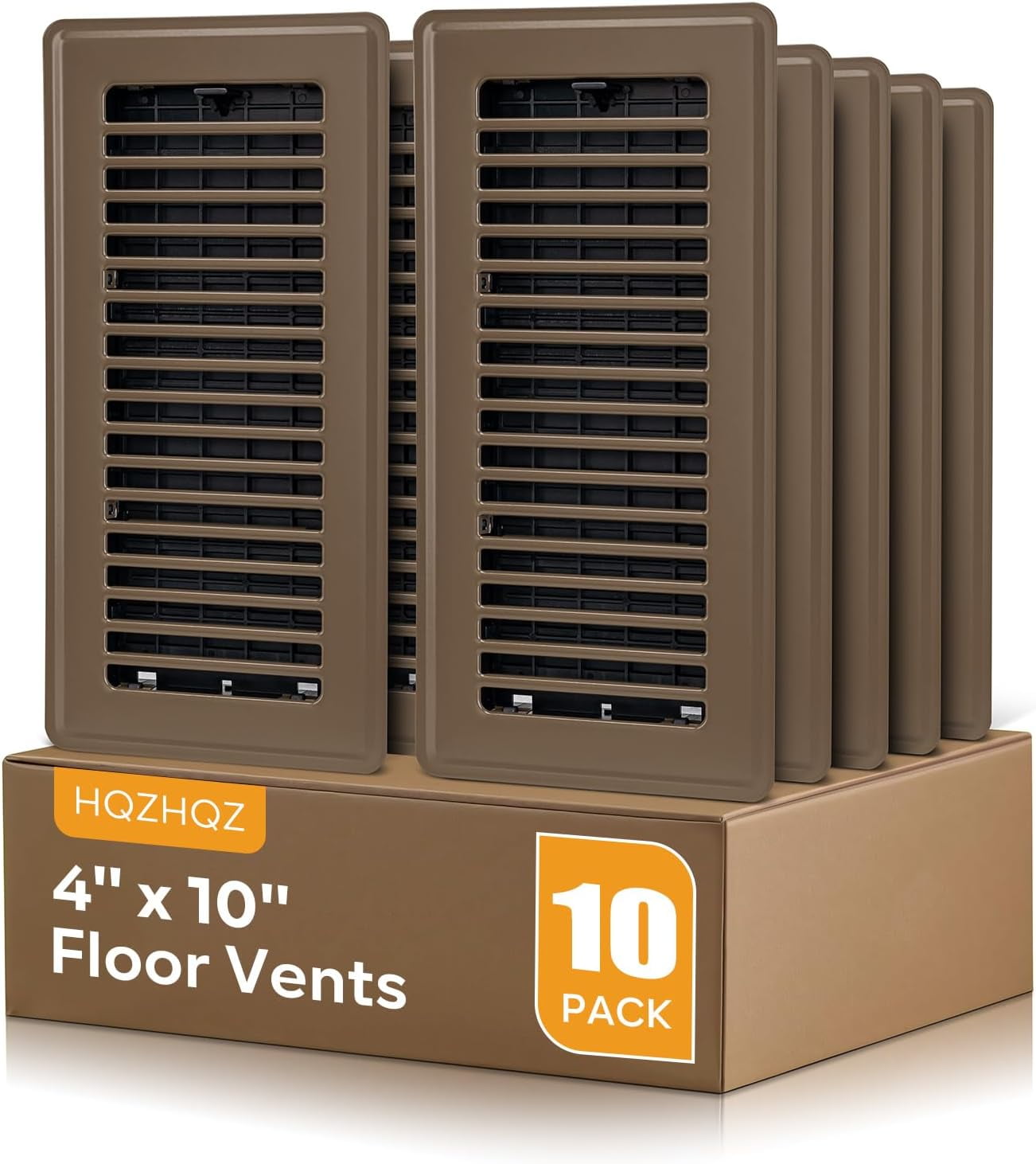 4" x 10" Floor Vent Covers Brown 4 Pack, Heavy Duty Walkable Vent Covers for Home Floor, Premium Finish, Brown