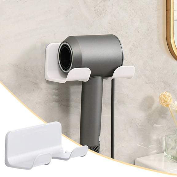 No-Drill Wall Mounted Hair Dryer Holder for Bathroom Rack Storage—Convenient Space-Saving Organizer for Countertop Freeing Up Vanity Space