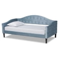thumbnail image 2 of Baxton Studio Benjamin Modern and Contemporary Light Blue Velvet Fabric Upholstered and Dark Brown Finished Wood, Twin Size Daybed, 2 of 10
