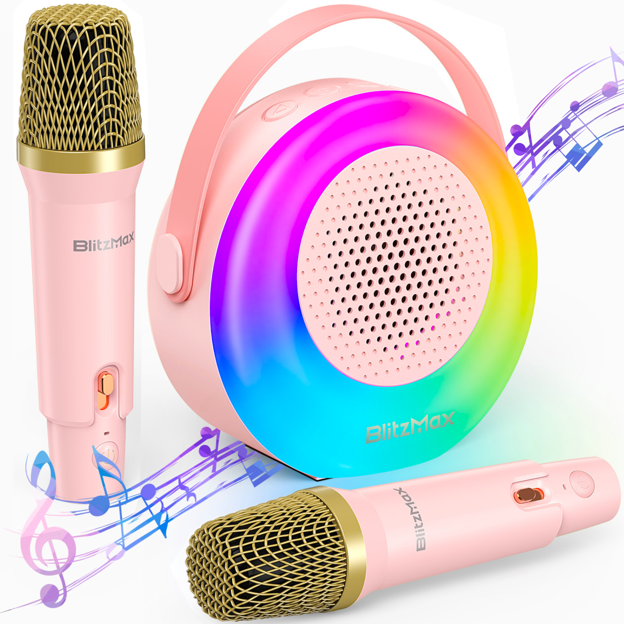 BlitzMax Mini Karaoke Machine for Kids with 2 Wireless Mics