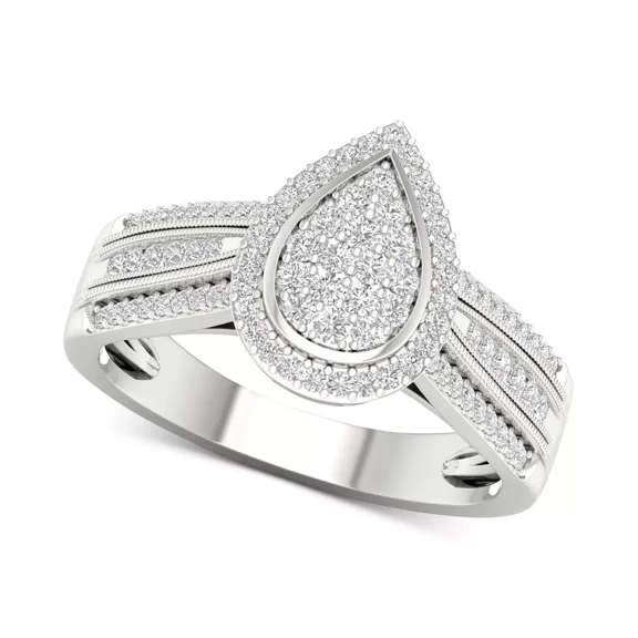 Pear Shape Halo Wedding Ring, Pave Set Diamond Engagement Ring, Women Milgrain Anniversary Ring, 2.2 Ct Simulated Diamond, 925 Sterling Silver
