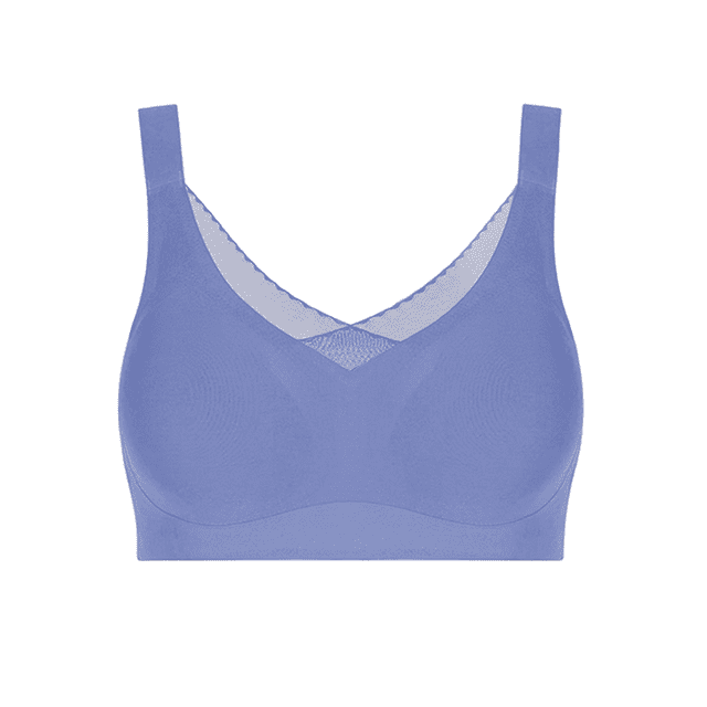 BIMEI Seamless Mastectomy Bra for Women Breast Prosthesis with Pockets Silky Smooth Bras Soft Daily Full Coverage Bralettes Bras with Removable Pads,Blue,2XL