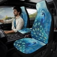 thumbnail image 2 of Xoenoiee Blue Peacock Print Car Front Seat Covers Set of 5, Car Accessories for Men Women, PU Leather Bucket Seat Covers with Seatbelt Covers Armrest Pad Universal Fit Most Truck SUV Vans, 2 of 7