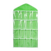 FZFLZDH 3Pcs 16 Pockets Clear Over Door Hanging Bag Shoe Rack Hanger Underwear Socks Bra Closet Storage Tidy Organizer(Pink+Blue+Green)