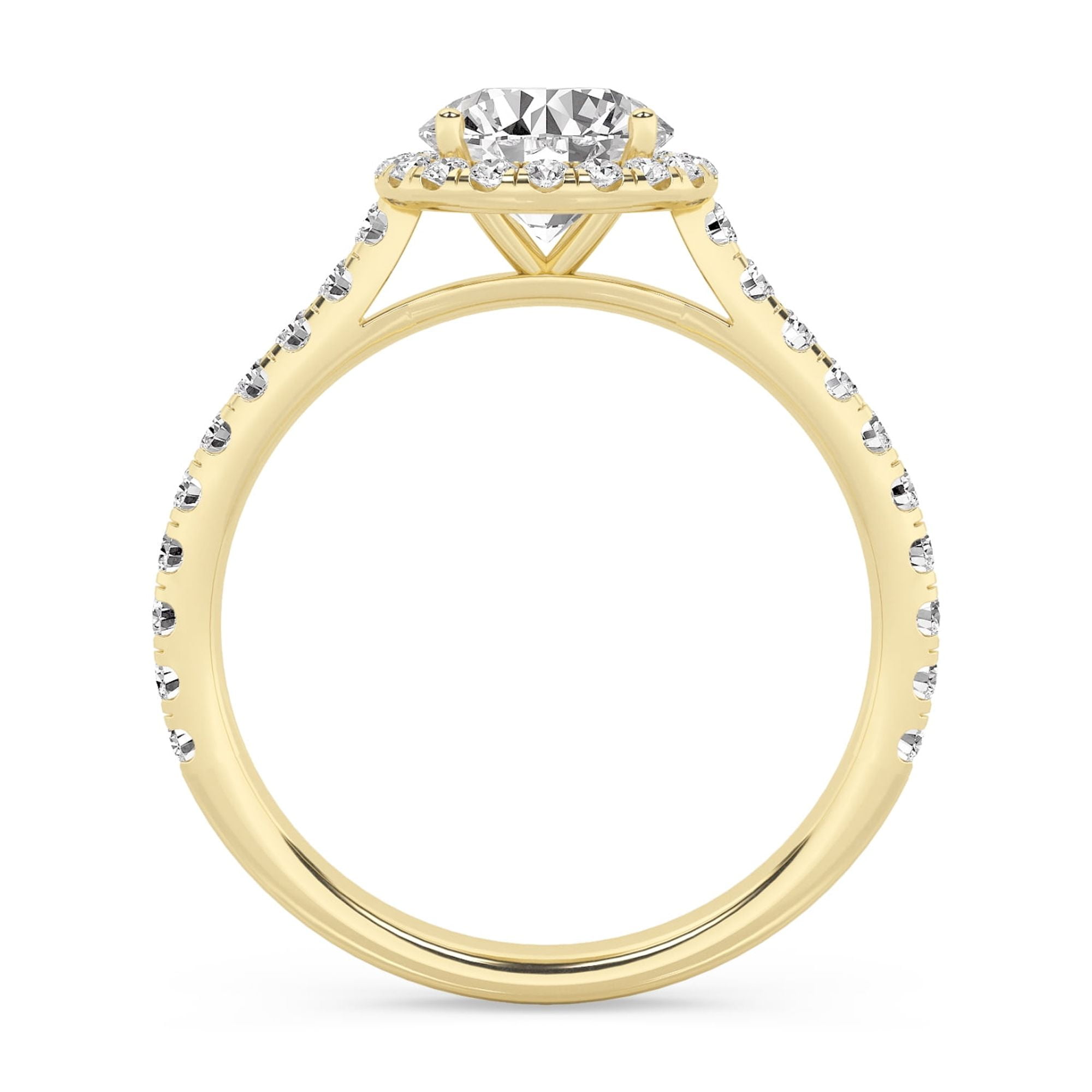 AFFY Halo Solitaire Engagement Rings For Women, 1.38 Carat (ctw) Lab Created Moissanite Promise Rings For Her In 10k Solid Yellow Gold | VVS1 Quality Ring Size-5