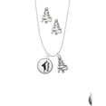 thumbnail image 2 of Delight Jewelry Silvertone Domed Hip Hop Handstand Dance Silver tone Zig Zag Christmas Tree Charm Necklace and Stud Earrings, 2 of 4
