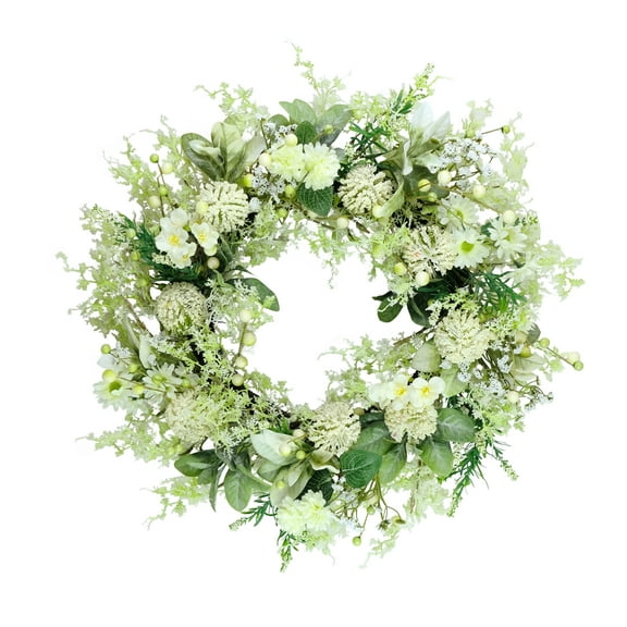 26" Artificial Echinops Chrysanthethemum & Daisy Floral Spring Wreath