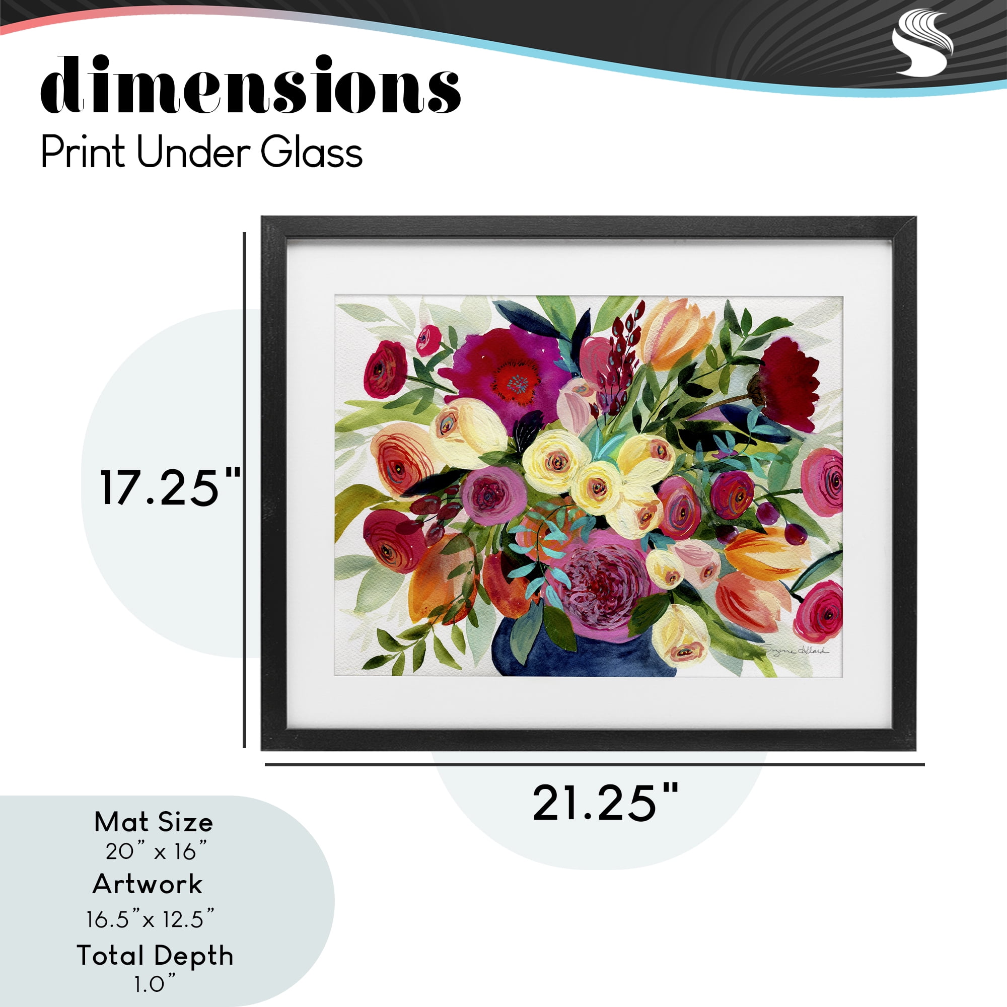 Stupell Industries Morning Joy Bouquet Black Framed Print Under Glass, design by Suzanne Allard