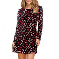 thumbnail image 1 of Vestido corto de ciervo de Navidad para mujer, vestido rojo de manga larga, estampado 3D, cuello redondo, calle, 1 of 5