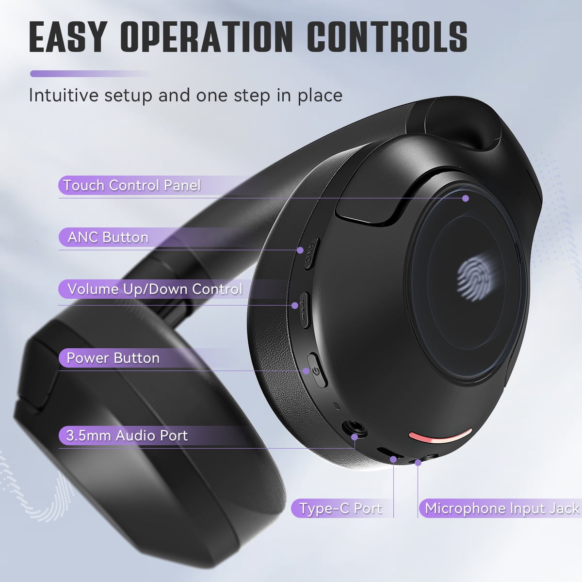 FIFINE X3 Wireless Over-Ear Headphones for iPhone/Mac, Bluetooth Headphones with ANC Noise Cancelling, Transparency Mode, 3.5mm Jack, 65H Playtime