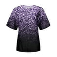 thumbnail image 4 of Womens Tops Fashion Casual Round Neck Bright Printed Pullover T Shirt Top Shirts for Women Purple XXL, 4 of 4