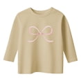 thumbnail image 4 of Tfken Summer Girls Tshirts Bowknot Print Crew Neck 3/4 Sleeve Tops Fashion Daily Wear Children Soft Tops Beige Size 12-13 Years, 4 of 4
