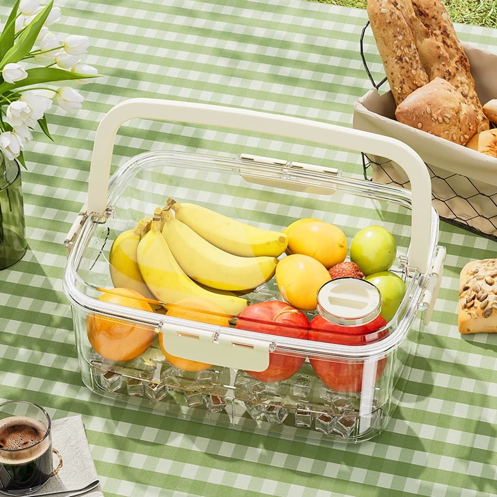 Bento Lunch Box Snack Container with Dividers,AILKIN Bento Box Snack Containers for Adults Lunchable Food Storage Containers Tray with Lid 6 Compartments Snackle Box for Traveling with Handle