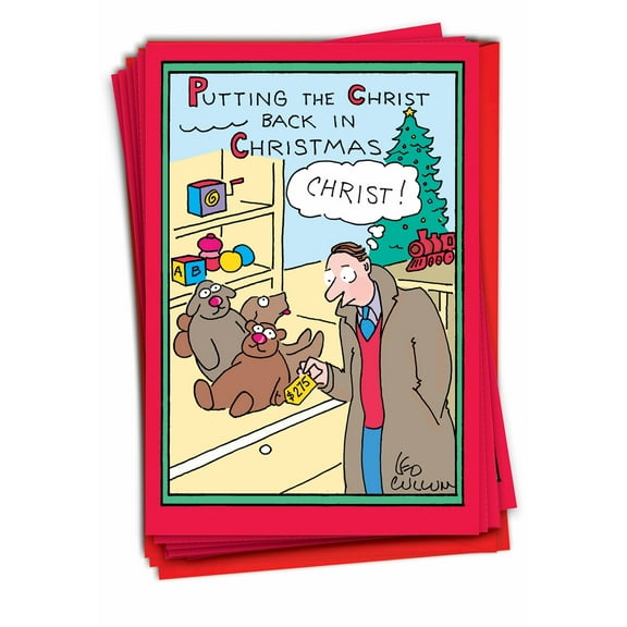 12 Funny Christmas Cards Pack (1 Design, 12 Cards) - Christ Back in Leo B5702