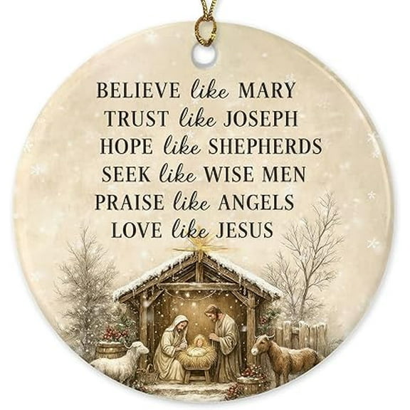 NewEleven Christian Ornament Love Like Jesus, In Loving Memory Holiday Keepsake, Ceramic Ornament Gift for Christian Friend