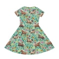 thumbnail image 2 of Uourmeti Horse Kids Dresses for Girls 2-14Y Summer Short Sleeve Crewneck Midi Dress Flowers Casual Loose Swing Dresses with Pockets, 2 of 6