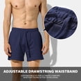 thumbnail image 2 of Men's Cotton Shorts with Pockets and Elastic Wasit Soft Casual Lounge Jogging Shorts, 5" Inseam, Navy, 2 of 7
