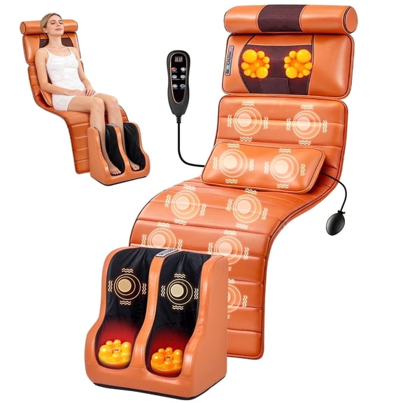 Shiatsu Full Body Massager with Heat, Kneading Back Massager for Pain Relief, Vibration Massage Mat for Home Office Use
